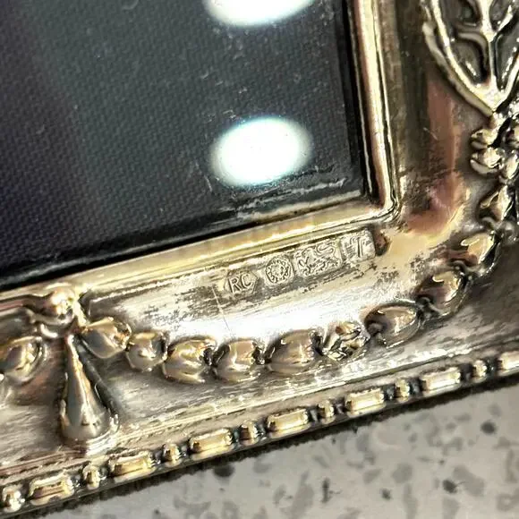 Sheffield England hallmark silver portrait photo frame standing vintage Art Deco